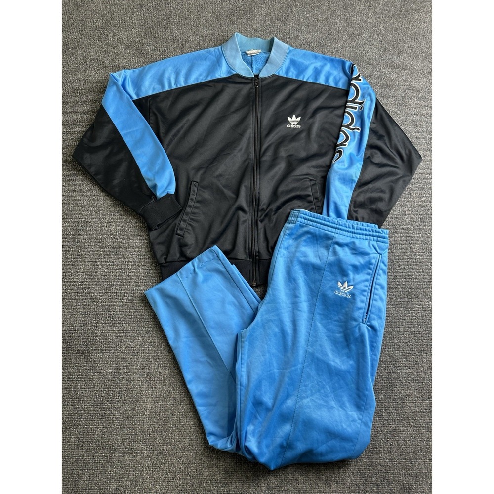 Vintage Adidas Trefoil Track Suit Jacket Pants Made in USA, Size L
